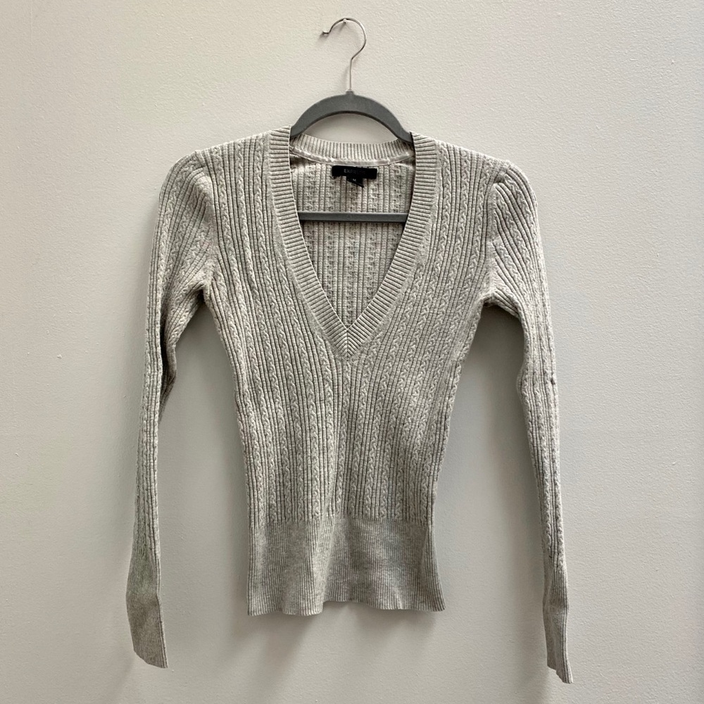 Express Gray Cable Knit Sweater